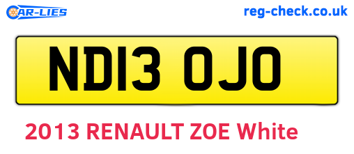 ND13OJO are the vehicle registration plates.
