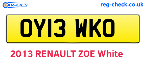 OY13WKO are the vehicle registration plates.