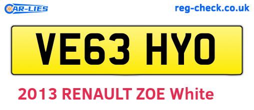 VE63HYO are the vehicle registration plates.