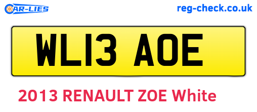WL13AOE are the vehicle registration plates.