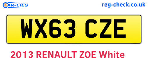 WX63CZE are the vehicle registration plates.