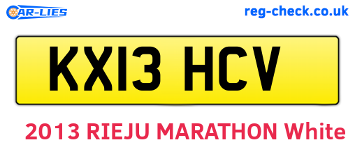 KX13HCV are the vehicle registration plates.