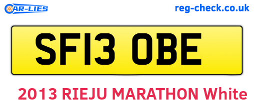 SF13OBE are the vehicle registration plates.