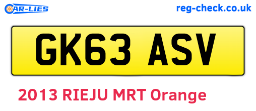 GK63ASV are the vehicle registration plates.