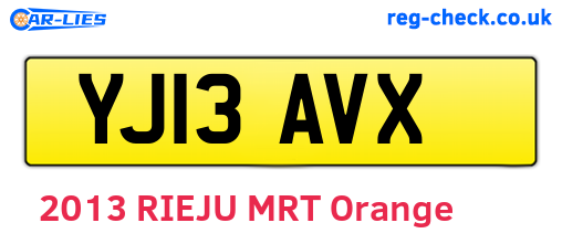 YJ13AVX are the vehicle registration plates.