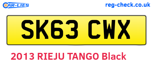 SK63CWX are the vehicle registration plates.