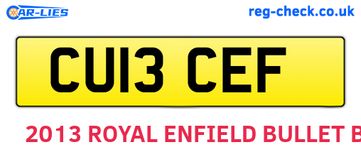 CU13CEF are the vehicle registration plates.