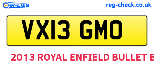 VX13GMO are the vehicle registration plates.