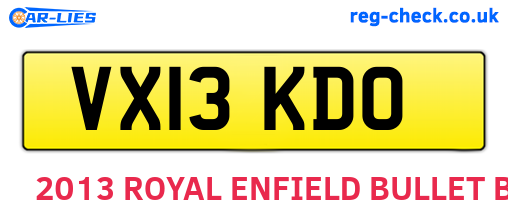 VX13KDO are the vehicle registration plates.