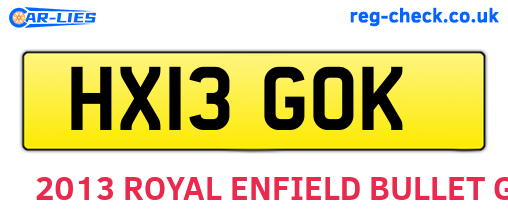 HX13GOK are the vehicle registration plates.