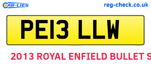PE13LLW are the vehicle registration plates.