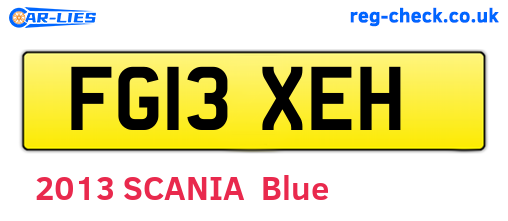 FG13XEH are the vehicle registration plates.