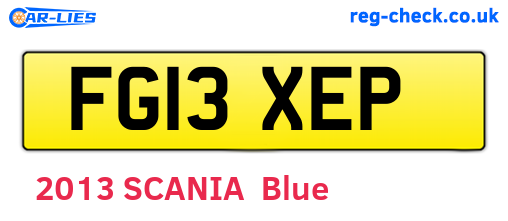 FG13XEP are the vehicle registration plates.