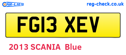 FG13XEV are the vehicle registration plates.
