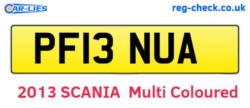 PF13NUA are the vehicle registration plates.