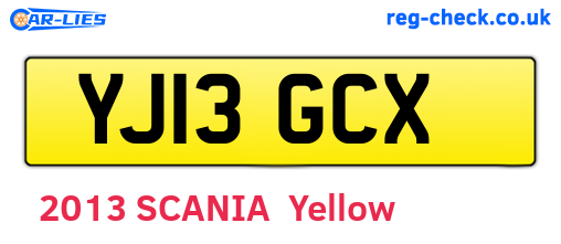 YJ13GCX are the vehicle registration plates.