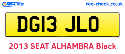 DG13JLO are the vehicle registration plates.