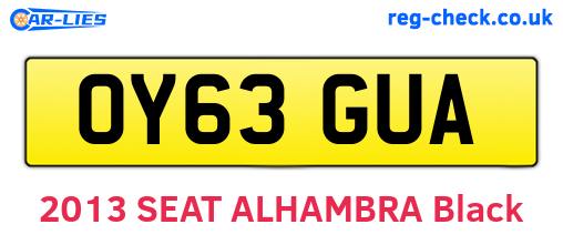 OY63GUA are the vehicle registration plates.