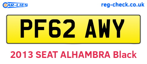 PF62AWY are the vehicle registration plates.