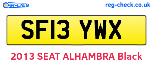 SF13YWX are the vehicle registration plates.