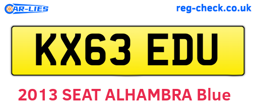 KX63EDU are the vehicle registration plates.