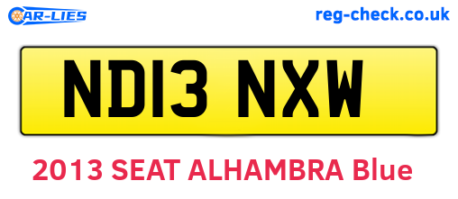 ND13NXW are the vehicle registration plates.