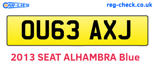 OU63AXJ are the vehicle registration plates.