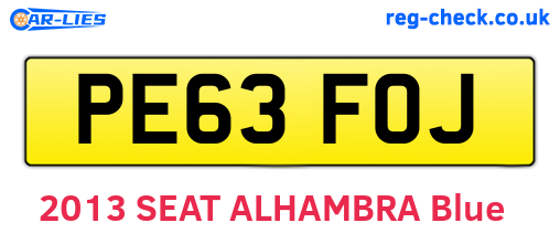 PE63FOJ are the vehicle registration plates.