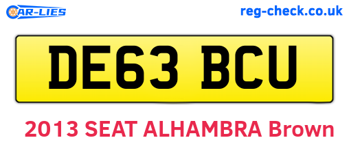 DE63BCU are the vehicle registration plates.