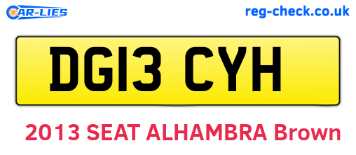 DG13CYH are the vehicle registration plates.