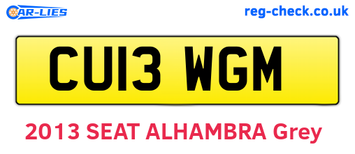 CU13WGM are the vehicle registration plates.