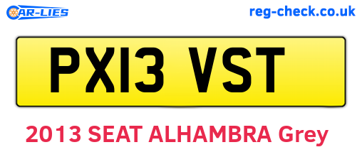 PX13VST are the vehicle registration plates.