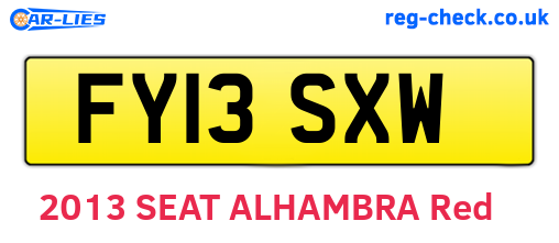 FY13SXW are the vehicle registration plates.