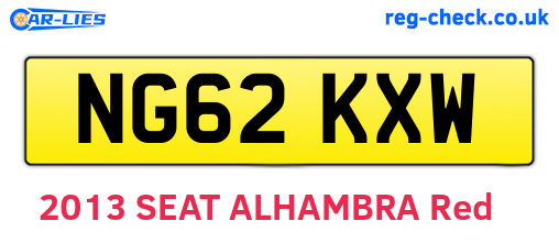 NG62KXW are the vehicle registration plates.