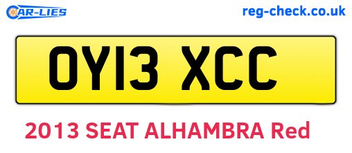 OY13XCC are the vehicle registration plates.