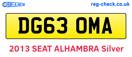 DG63OMA are the vehicle registration plates.