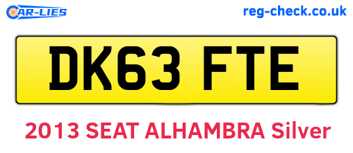 DK63FTE are the vehicle registration plates.