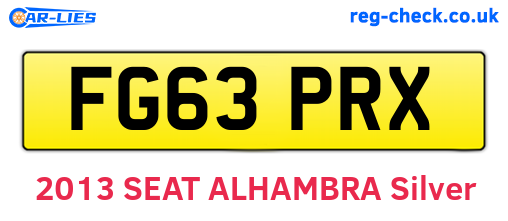 FG63PRX are the vehicle registration plates.