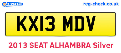 KX13MDV are the vehicle registration plates.