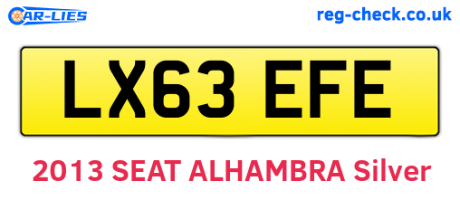 LX63EFE are the vehicle registration plates.