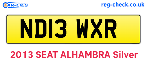 ND13WXR are the vehicle registration plates.
