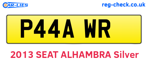 P44AWR are the vehicle registration plates.