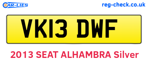 VK13DWF are the vehicle registration plates.