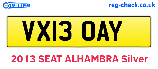 VX13OAY are the vehicle registration plates.