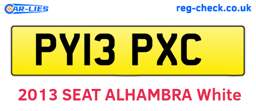 PY13PXC are the vehicle registration plates.