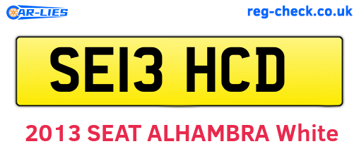 SE13HCD are the vehicle registration plates.