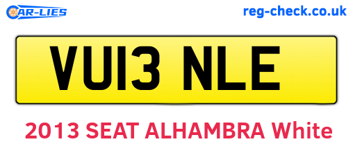 VU13NLE are the vehicle registration plates.
