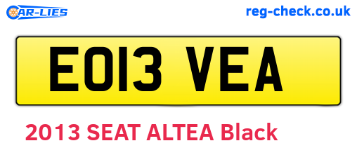 EO13VEA are the vehicle registration plates.