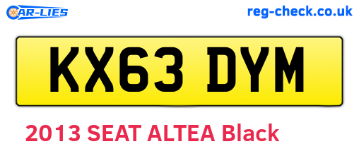 KX63DYM are the vehicle registration plates.