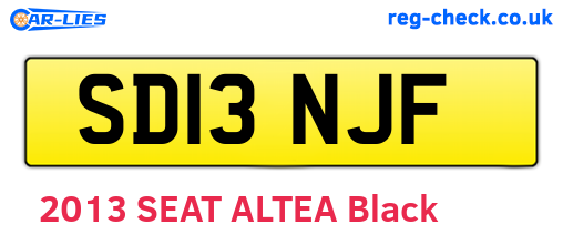 SD13NJF are the vehicle registration plates.